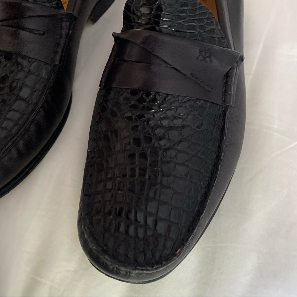 Mezlan Genuine Crocodile Black Leather Loafers Mens Dress Shoe Luxury - Picture 11 of 15